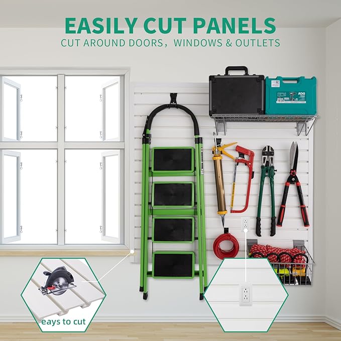FRAYSCENT Slat Wall Paneling Garage Slat Wall Storage Systems Slatwall Panels - Image 5