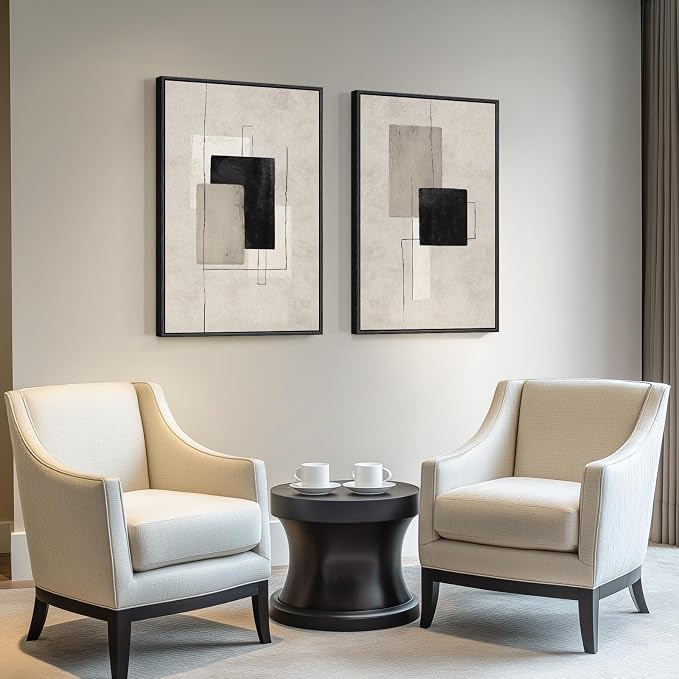 Large Framed Neutral Abstract Wall Art - Image 8