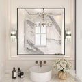 LOAAO 36"X36" Black Rectangle Bathroom Mirror Wall, Matte Black Aluminum Alloy by LOAAO