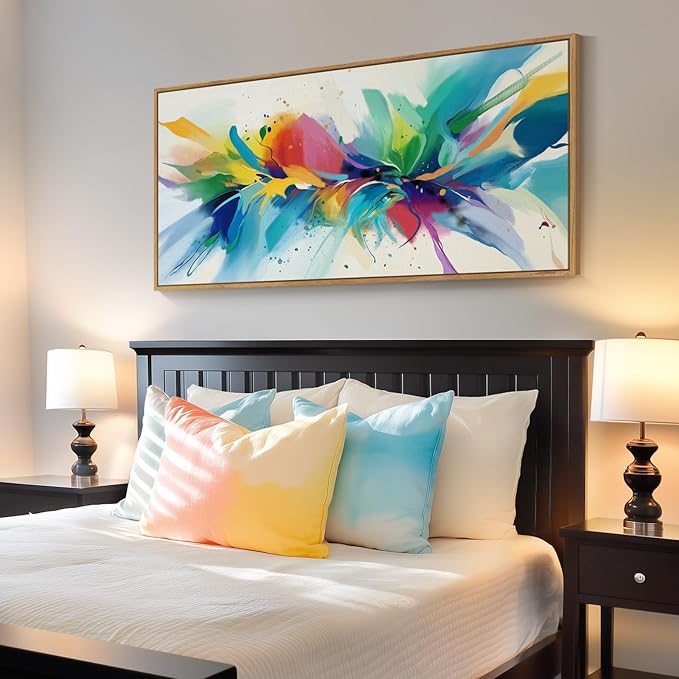 Large Framed Colorful Abstract Wall Art - Image 4
