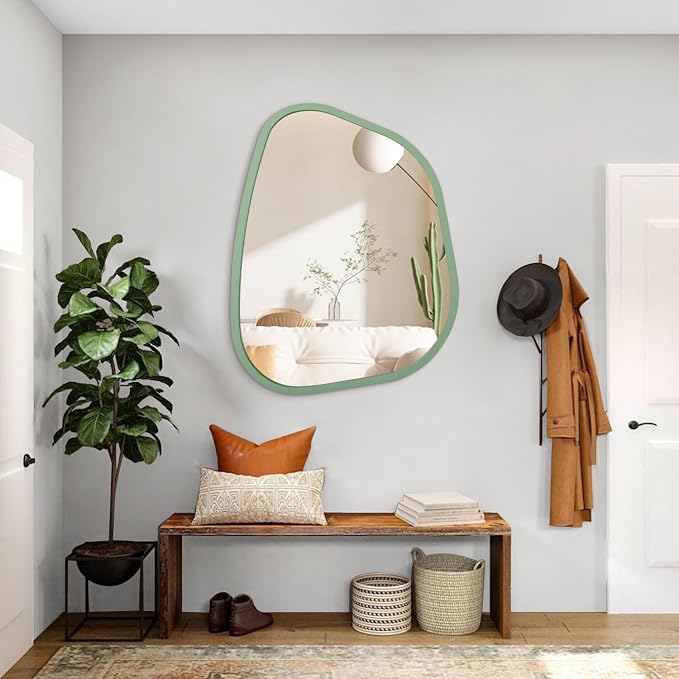 Asymmetrical Mirror for Wall Irregular Accent Wood Frame Modern Unique Wall - Image 5