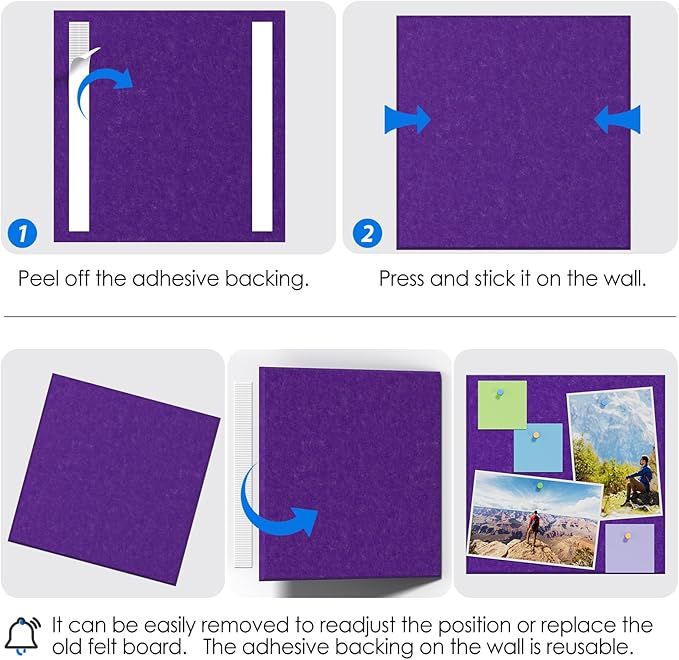 MaxGear Large Cork Board for Wall 36" x 24", Violet Bulletin Board, 6 Pack Felt - Image 4