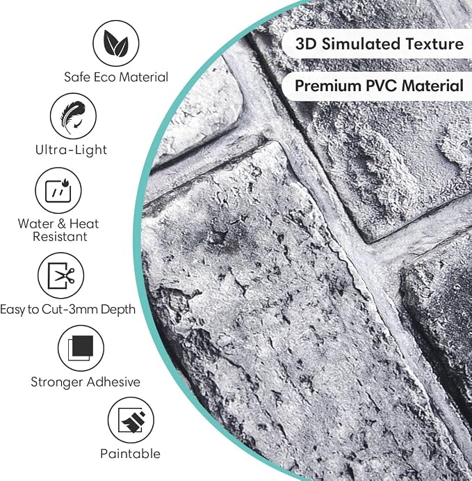 Commomy 3D Faux Brick Wall Panels Peel and Stick - Image 3