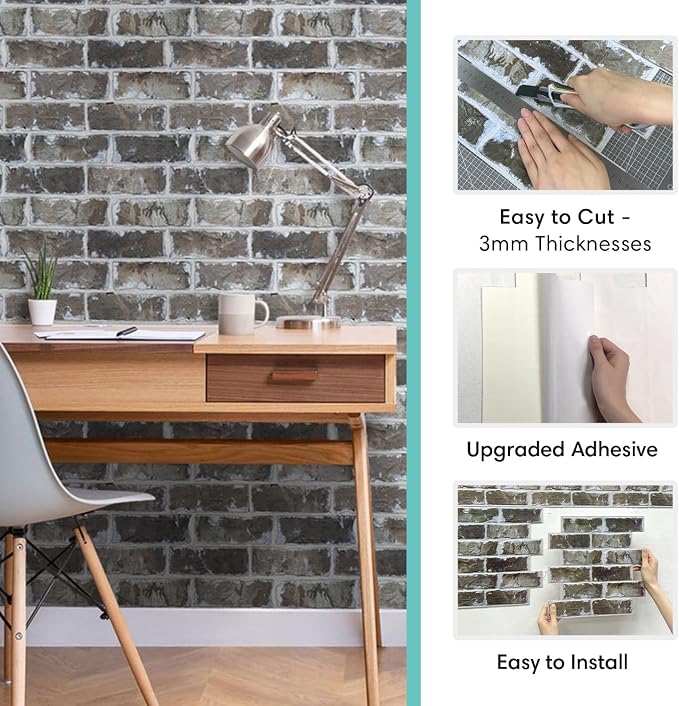 Commomy 3D Faux Brick Peel and Stick Tiles - Image 6