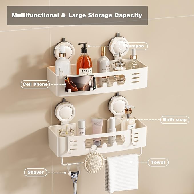 Voldra Shower Caddy Suction Cup, Shower Shelves - Image 7