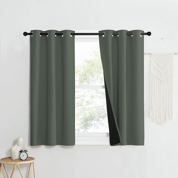 NICETOWN 100% Blackout Curtains 50" Long, Pair of Energy Smart & Noise Blocking by NICETOWN