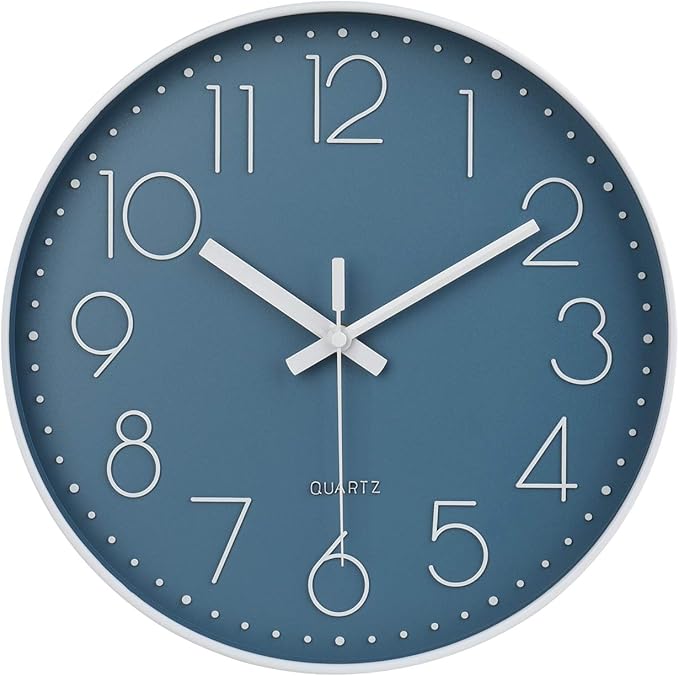 jomparis 12 Inch Silent Non-Ticking Battery Operated Quality Quartz Round Wall by JOMPARIS