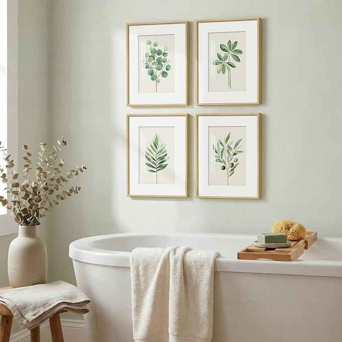 Framed Minimalist Sage Green Botanical Wall Art - Image 2
