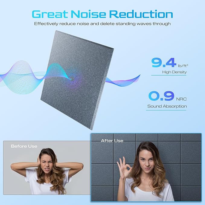 22 Pack Self-Adhesive Acoustic Panels, Soundproof Wall Panels - Image 3