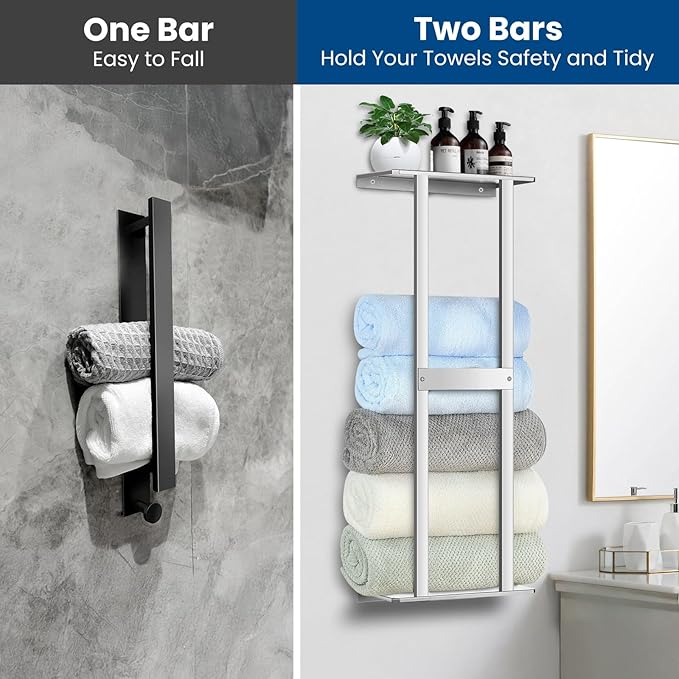 Bathroom Towel Storage Rack, Wall Mounted Bathroom Towel Rack, 30 inch Heavy - Image 6