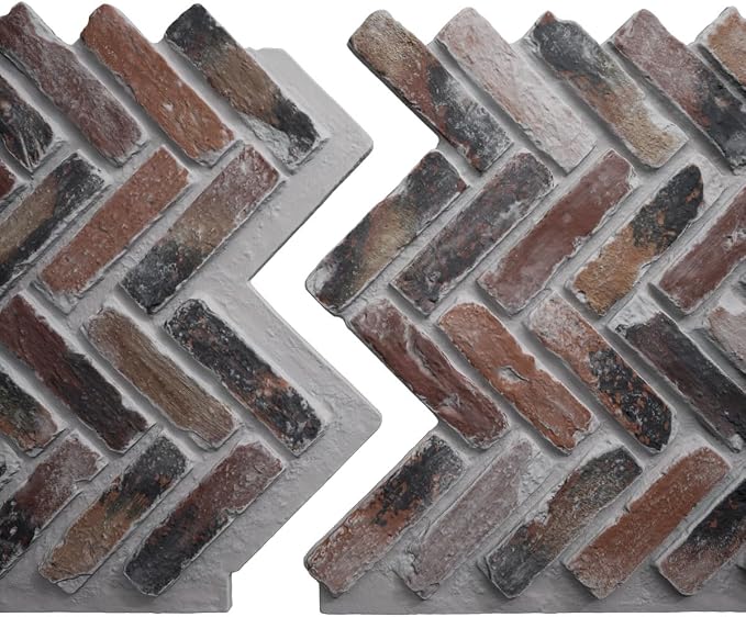 EverStone Herringbone Faux Brick Panel, 46 1/2"W x 25 1/4"H x 1"D, Farmhouse - Image 8
