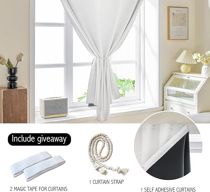 AJAZZ 100% Blackout Self Adhesive Curtains Small Window Short Temporary - Image 3