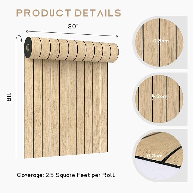 VEELIKE 30''x118'' Large Roll Wood Slat Wall Panel Peel and Stick Light Oak - Image 8