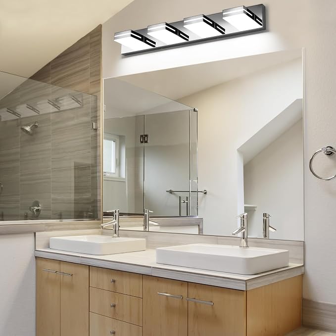 SineRise LED Modern Bathroom Vanity Light Fixtures, Chrome Modern Acrylic - Image 7