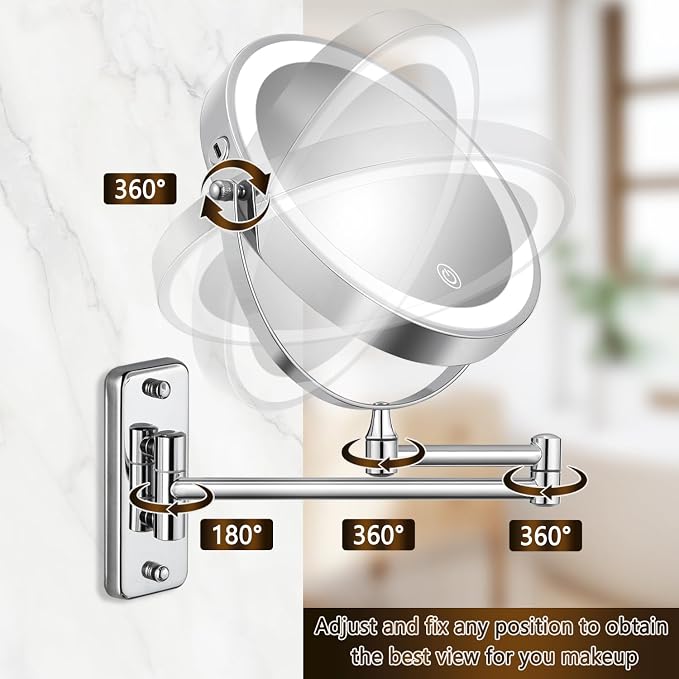 DECLUTTR Wall Mounted Lighted Makeup Mirror, Rechargeable 1X/15X Magnifying - Image 5