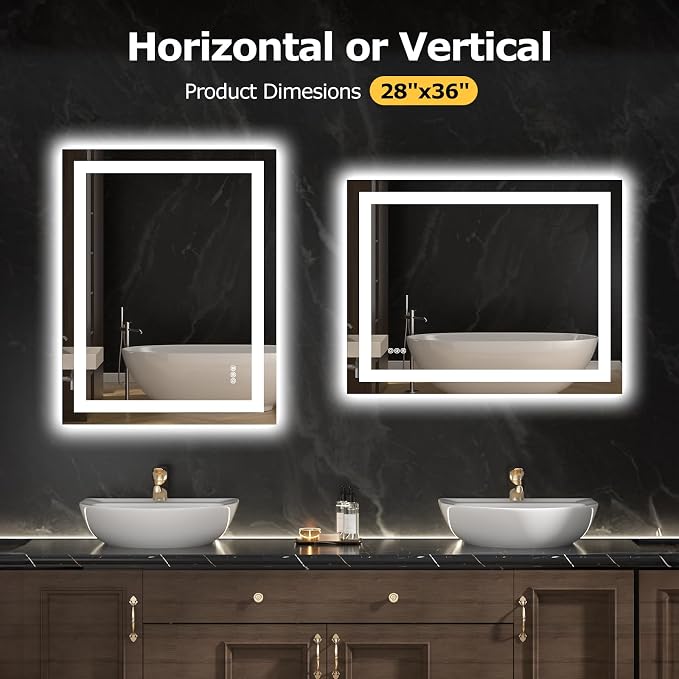 Hivone 36.1X28.1 LED Bathroom Mirror - Image 7