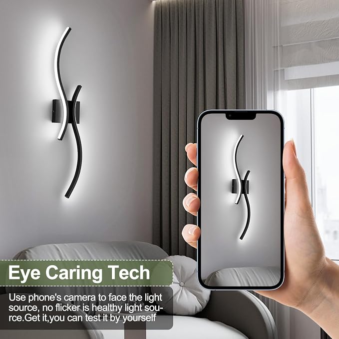 CANEOE Modern LED Wall Sconce Set of Two, 6000K Warm White Led Wall Light - Image 4