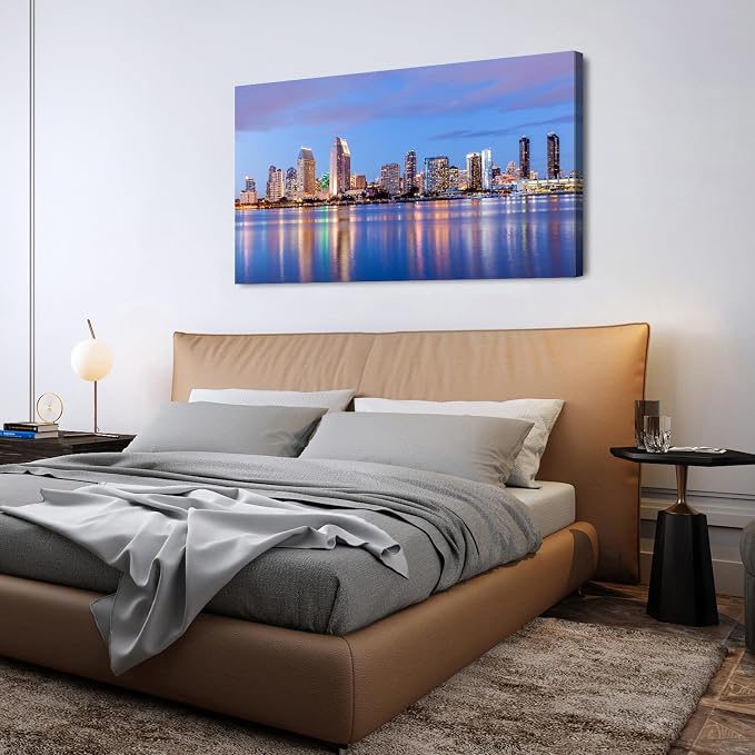 San Diego City Wall Art USA Cityscape Wall Decor Sunset San Diego Skyline - Image 2
