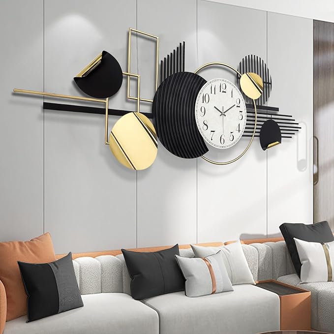 ERMOFAV Metal Wall Art, Abstract Modern Creative Geometric Round Art Decor 56" by ERMOFAV