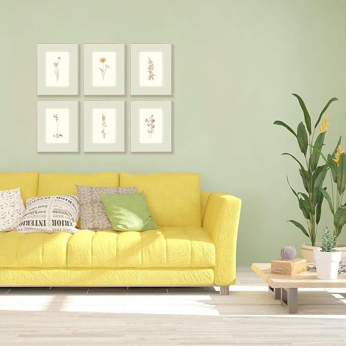KBKBART Mint Green Floral Wall Art Set of 6 Unframed, Minimalist Abstract - Image 2