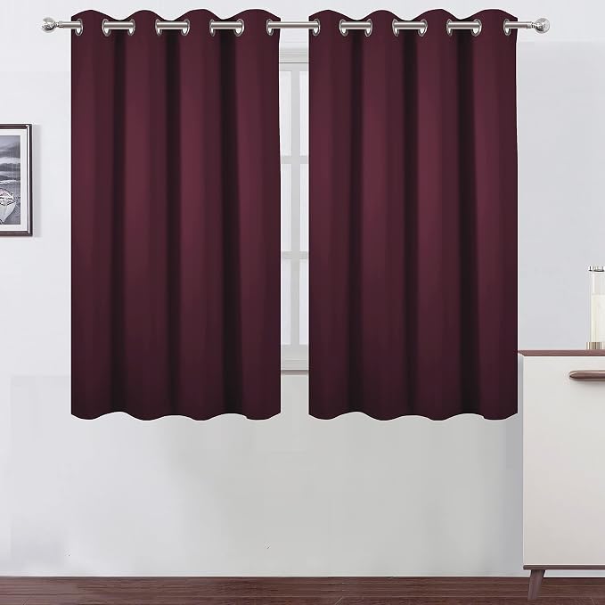 LEMOMO Burgundy Red Thermal Blackout Curtains/52 x 54 Inch/Set of 2 Panels Room by Lemomo
