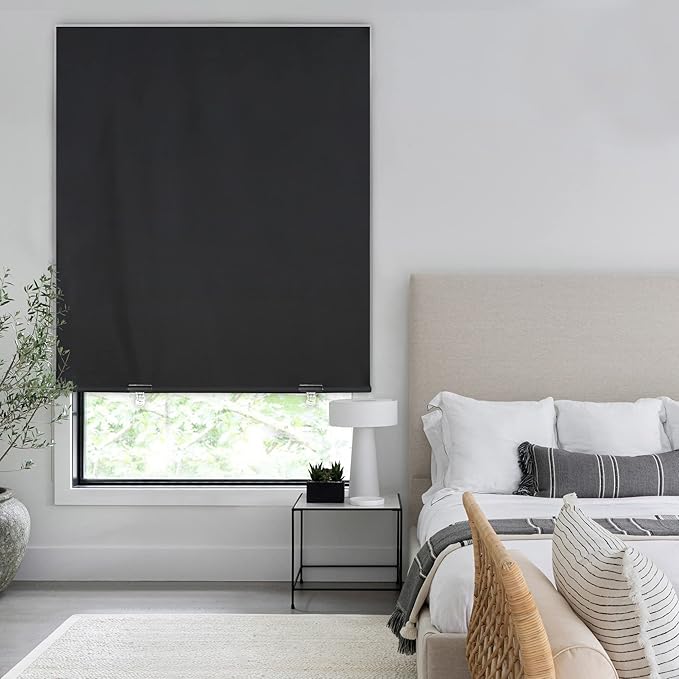 LazBlinds 100% Blackout Roller Shades, No Tools No Drill Cordless Blinds - Image 6