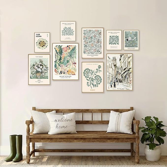 KBKBART 9 PCS Sage Green Wall Art - Image 5