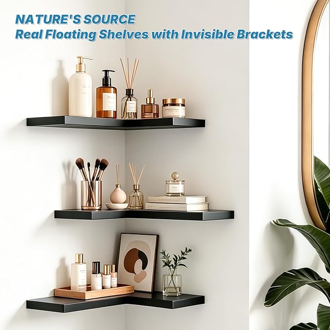 NATURE'S SOURCE Corner Floating Shelves - Image 3
