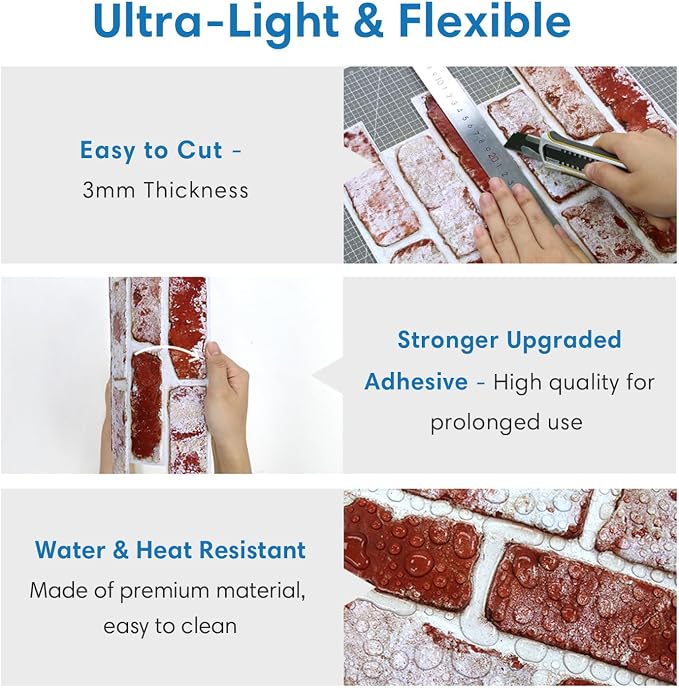 COMSTICKC 3D Faux Brick Wall Panels Peel and Stick, Not Real Brick, Small Size - Image 5