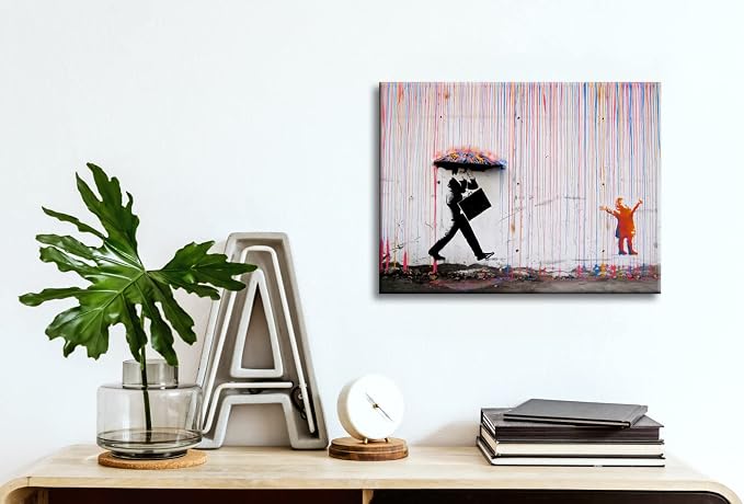 Wieco Art Banksy Raining Day or Colorful Graffiti Street Famous Canvas - Image 4