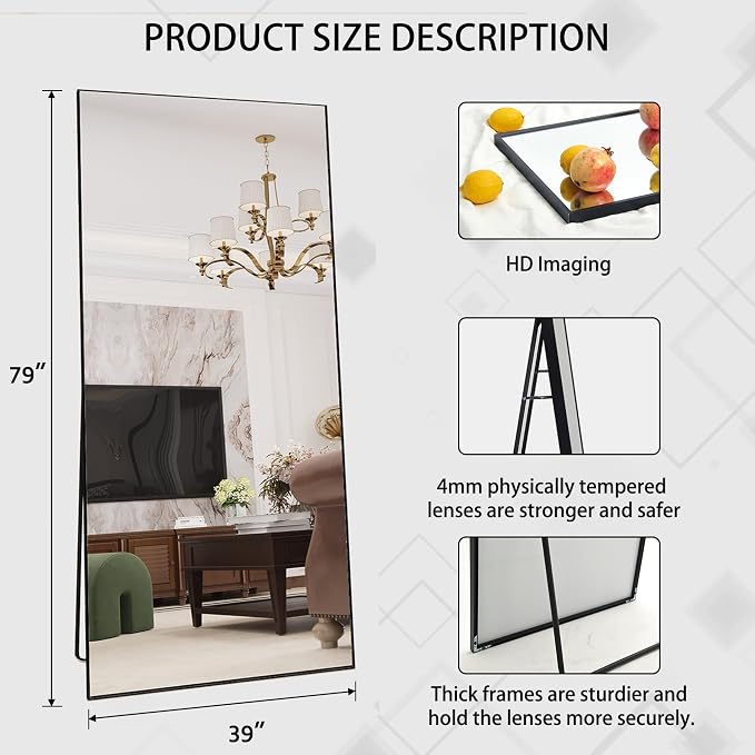 Beauty4U 79" x 39" Full Length Mirror - Image 2