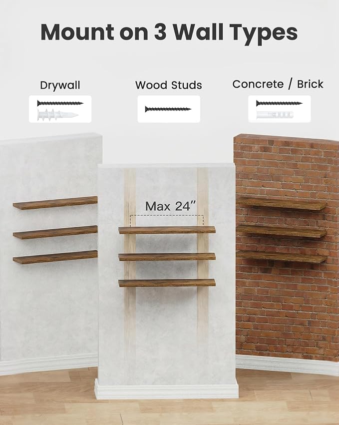 AMADA HOMEFURNISHING 35.4" L Floating Shelves, Wall Shelves Set of 3 - Image 8