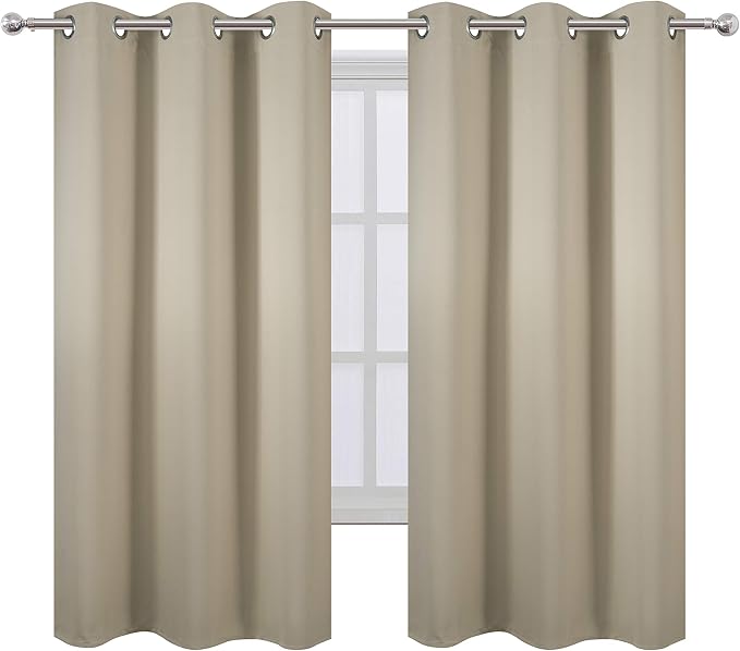 LEMOMO Beige Blackout Curtains 34 x 63 Inch Length/Set of 2 Curtain - Image 2