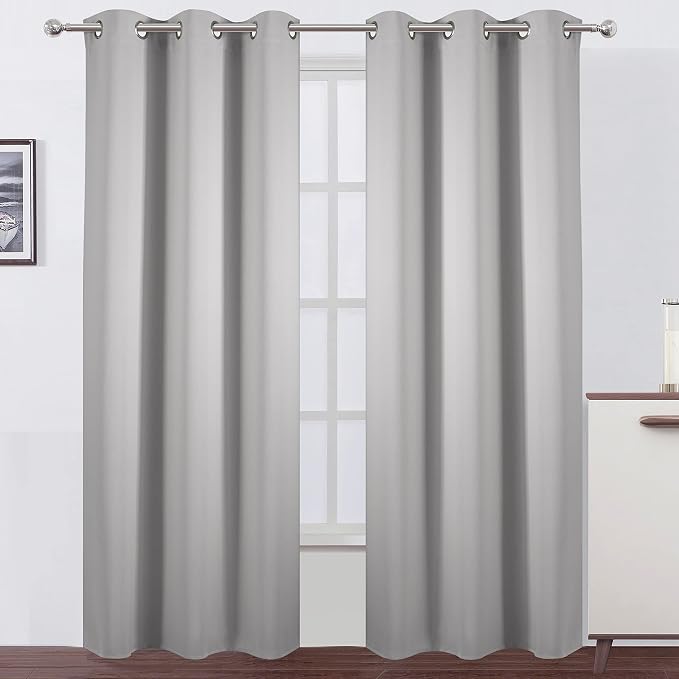 LEMOMO Light Grey Blackout Curtains 34 x 84 Inch Length/Set of 2 Curtain - Image 2