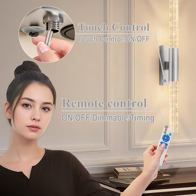 camuucci Battery Operated Wall Sconces Set of 2 Rechargeable Battery Powered - Image 6
