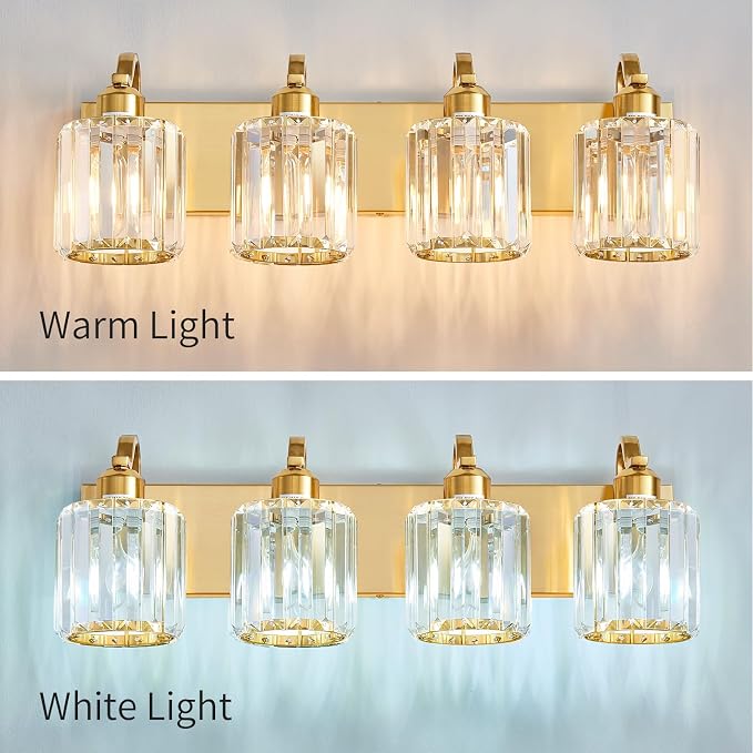 Crystal Vanity Lights, Modern 4-Light Bathroom Lights Over Mirror, Bathroom - Image 7