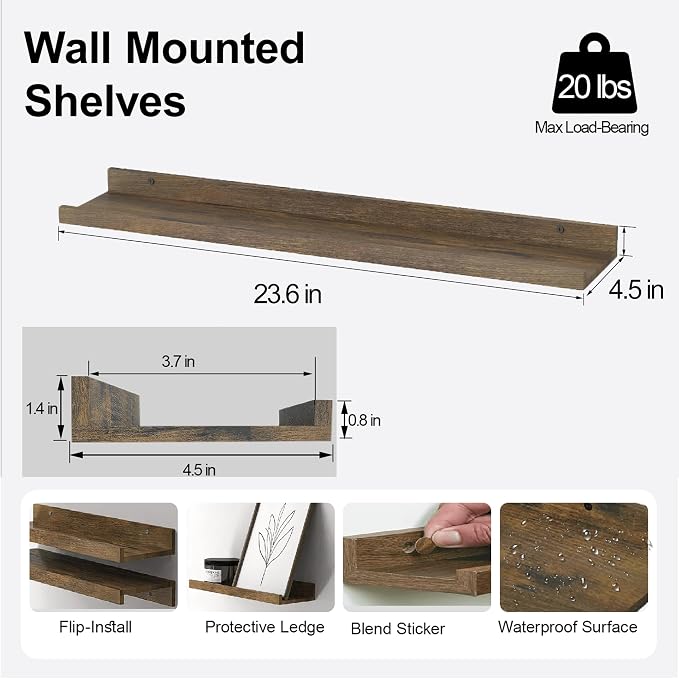 Floating Shelves for Wall Decor, Long Wall Mounted Storage Shelf for Bedroom - Image 3
