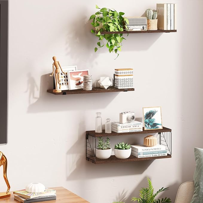 Fixwal Bathroom Floating Shelves Over Toilet, 15.8in Farmhouse Rustic Wood - Image 6