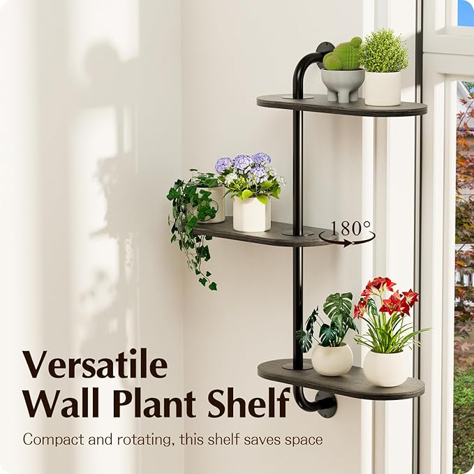 Rotating Window Plant Shelves 3-Tier, Wooden Window Shelf - Image 5