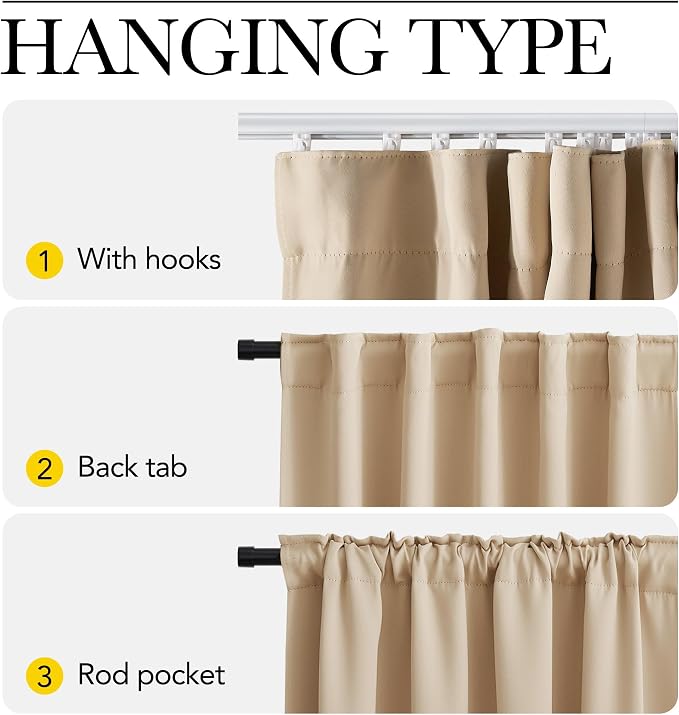 NICETOWN Doorway Curtain & Track Set, Privacy Room Darkning French Door Curtain - Image 3