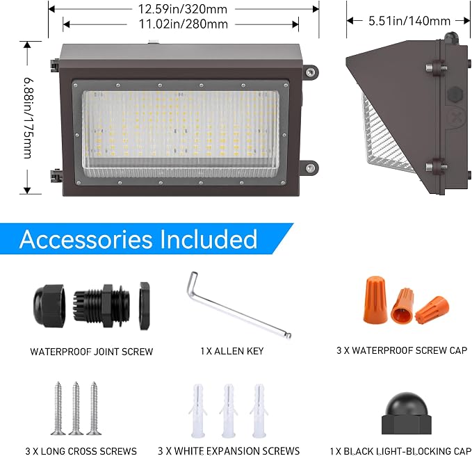 120W LED Wall Pack Light with Dusk-to-Dawn Sensor, 16800LM 5000K LED Security - Image 6