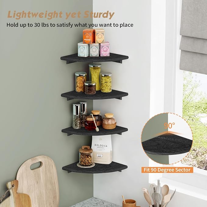 Forbena Black Corner Floating Shelves - Image 7