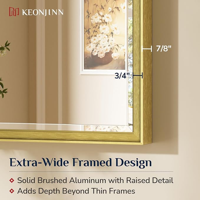 Keonjinn 20" x 30" Gold Bathroom Mirrors - Image 2