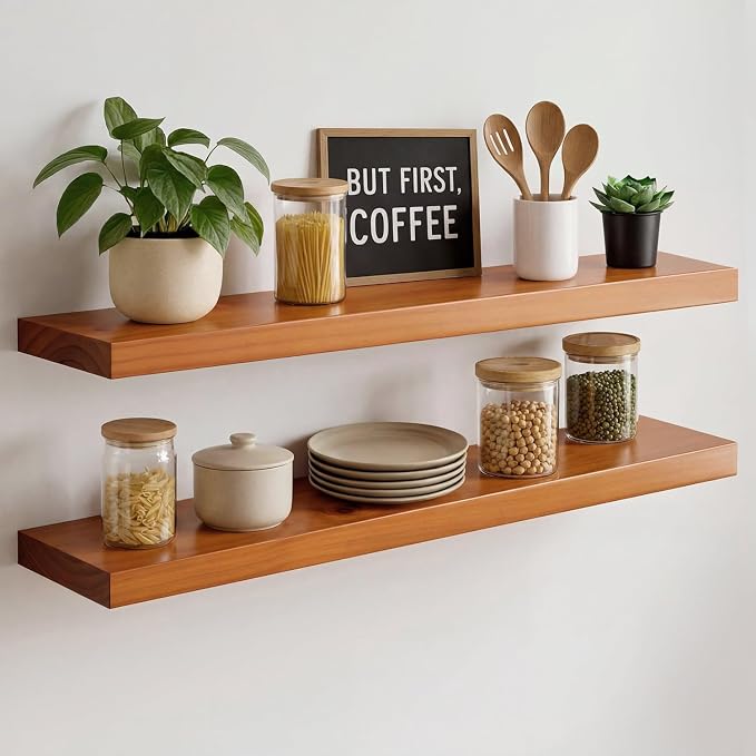Homeforia Oak Floating Shelves 30 inch Long, High End Solid Real Wood 30inch by Homeforia