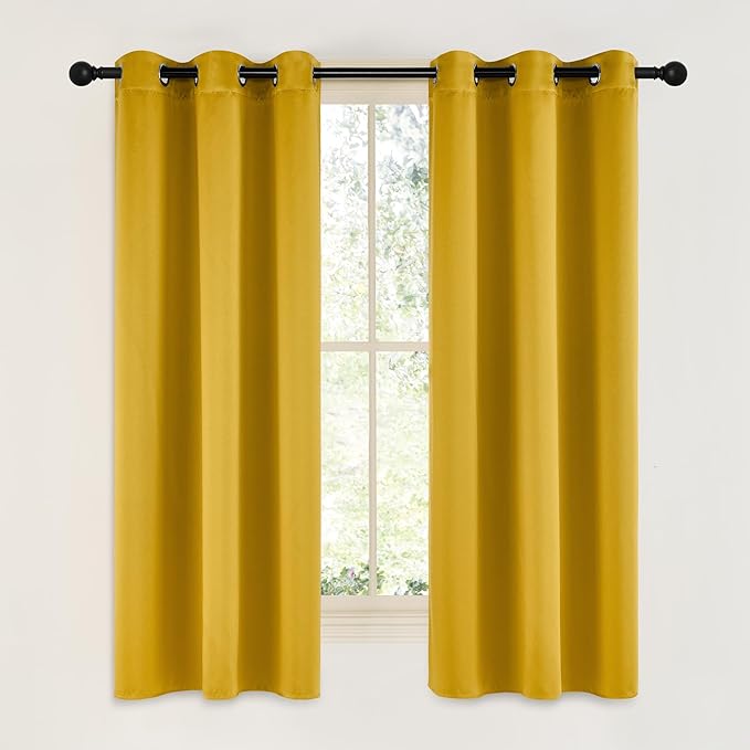 NICETOWN Gold Blackout Cafe Faux Silk Curtains by NICETOWN