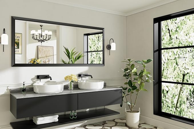 Briivue 72x32 Inch Black Bathroom Mirror - Image 8