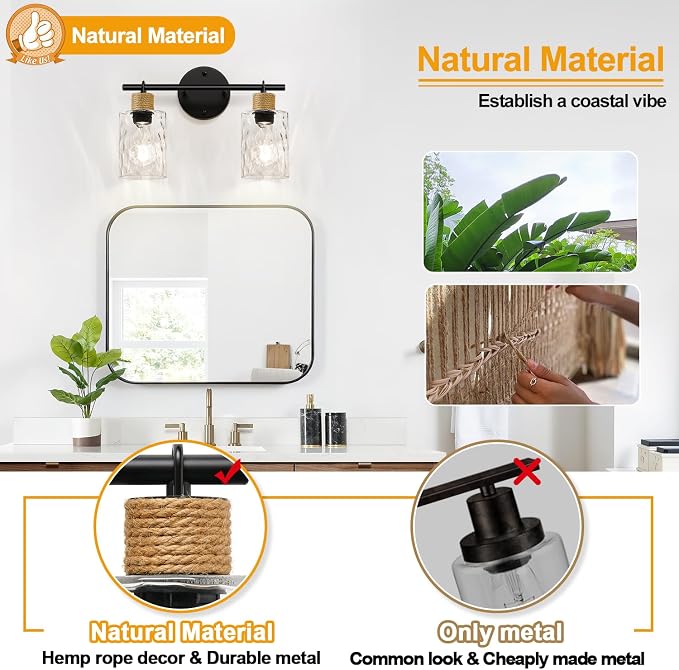 MOKATNG Bathroom Light Fixtures, 2-Light Coastal Vanity Lights - Image 5