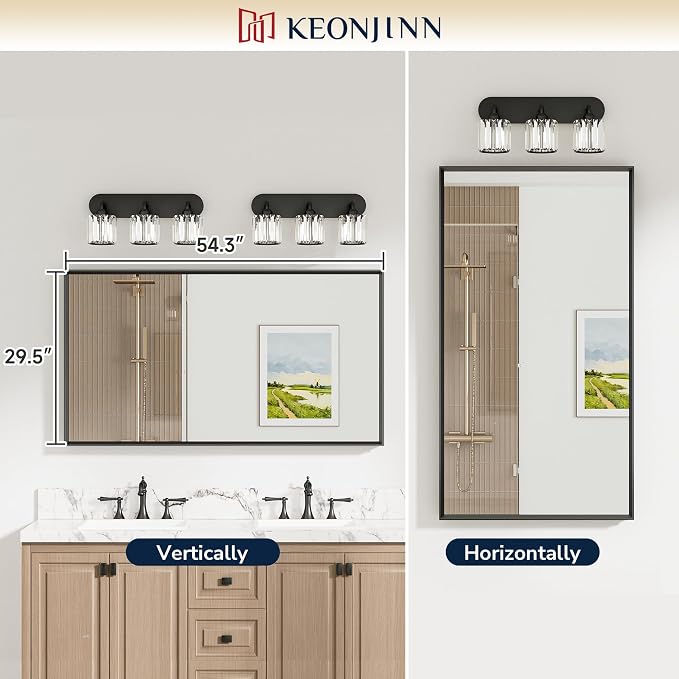 Keonjinn 55 x 30 Inch Brushed Nickel Bathroom Mirrors - Image 5