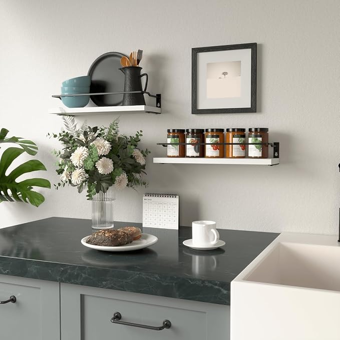 RICHER HOUSE White Bathroom Shelves, Small Floating Wall Mounted Shelf - Image 5