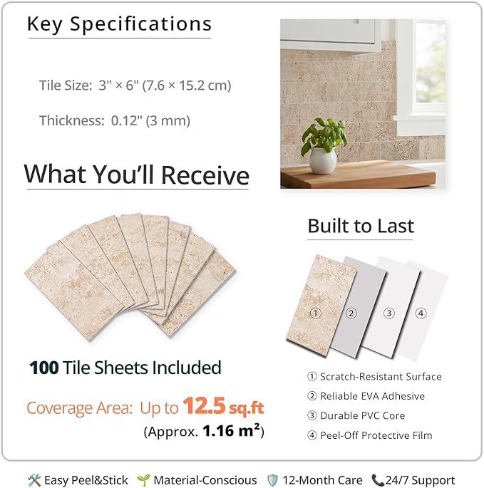 StyloVue 100 Pieces Peel and Stick Backsplash - Image 4